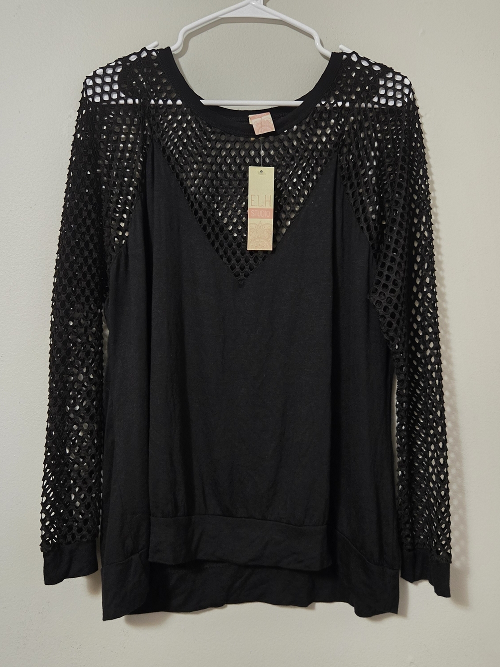 NWT Y2K Women's Long-Sleeve Top with Mesh Sleeve